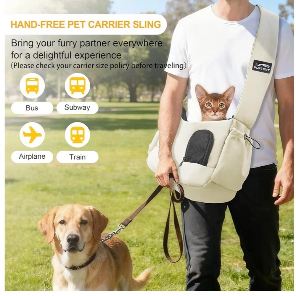 Brand New Cream Pet Carrier Tote Bag with Black Mesh Pocket